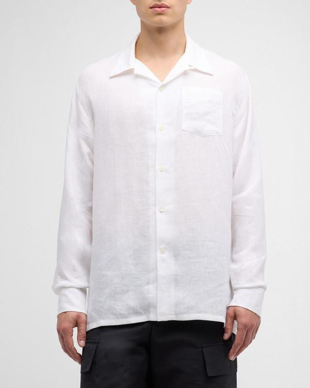 Men's Long-Sleeve Flax Linen Button-Front Shirt Product Image