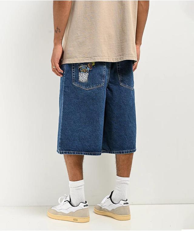 Empyre Ultra Loose Blue Denim Skate Shorts Product Image