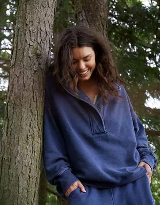 Aerie Getaway Quarter Snap Sweatshirt Product Image