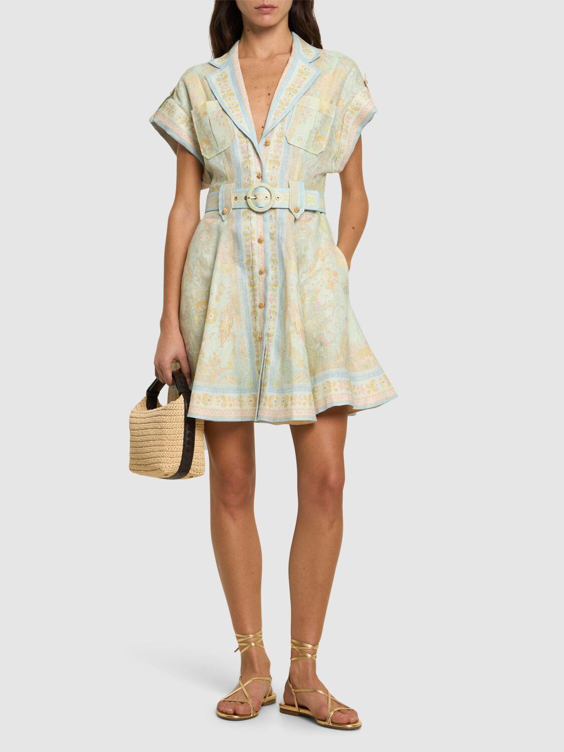 ZIMMERMANN Acacia Mini Shirt Dress In Green Product Image