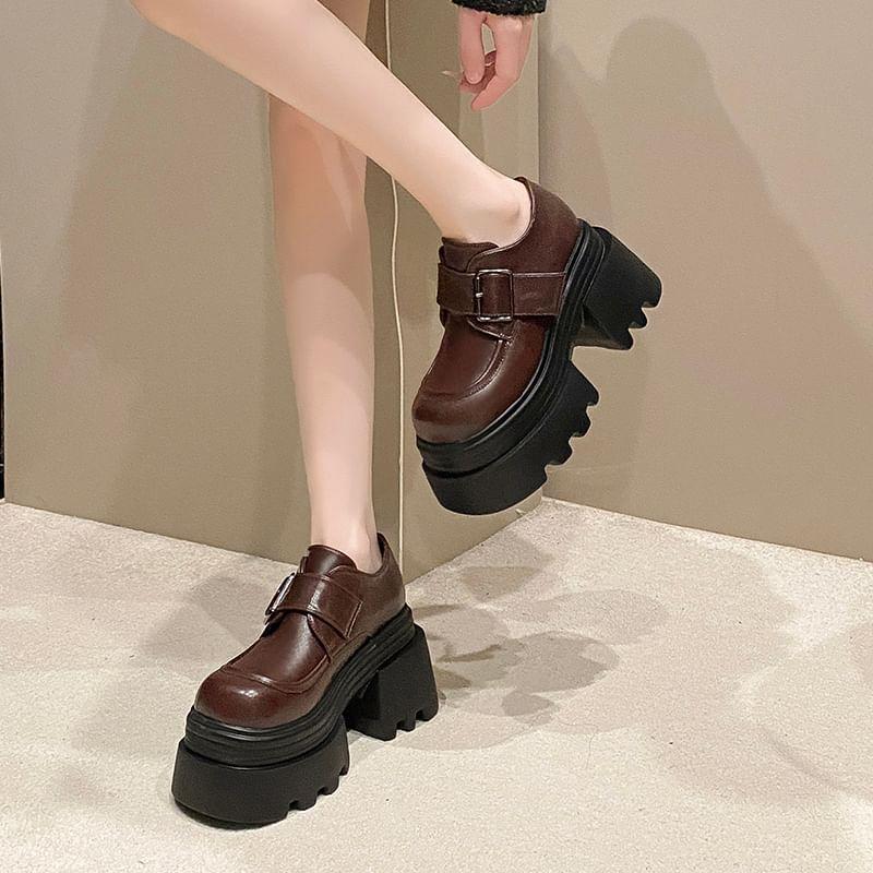 Faux Leather Platform Buckled Loafers product image