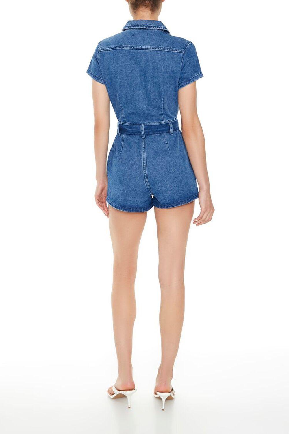 Zip-Up Tie-Waist Denim Romper | Forever 21 Product Image