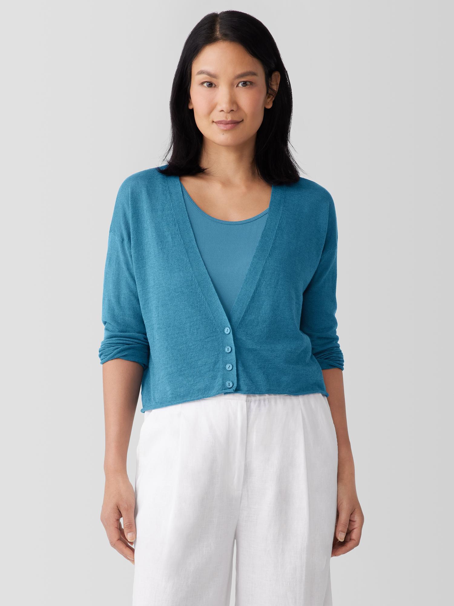 EILEEN FISHER Organic Linen Cotton Cropped Cardiganfemale Product Image