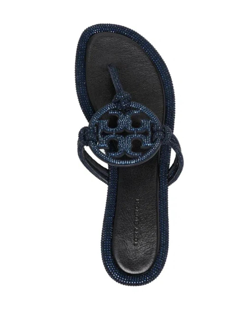 TORY BURCH Miller Pavé Crystal-embellished Sandals In Blue Product Image