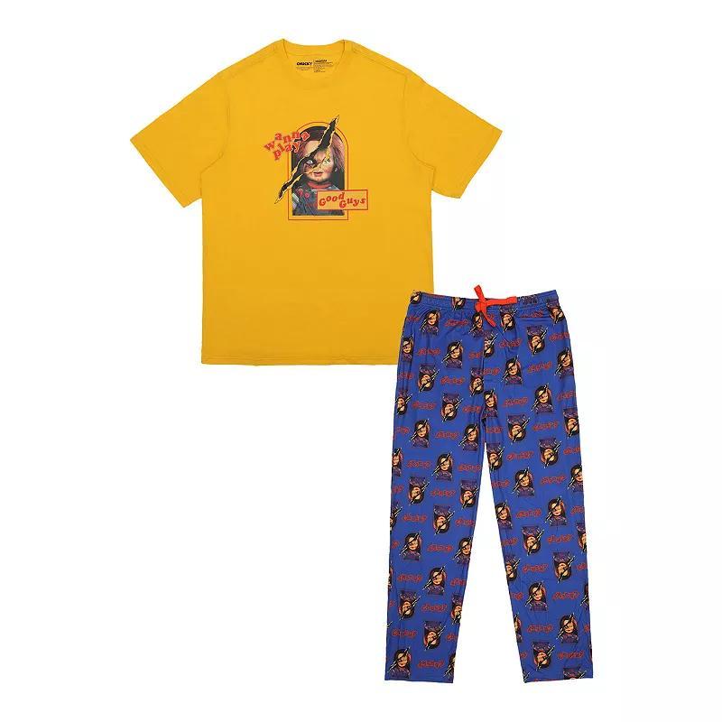 Mens Chucky Character Pajama Top & Pajama Bottom Set Product Image