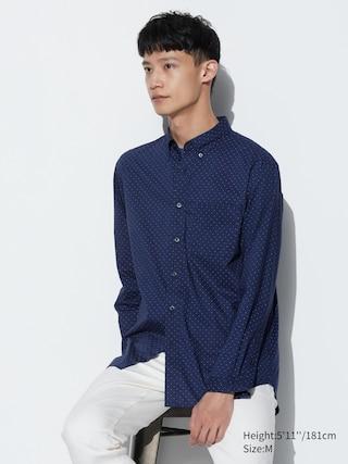 Mens Broadcloth Shirt Dotted Blue Large UNIQLO US Product Image