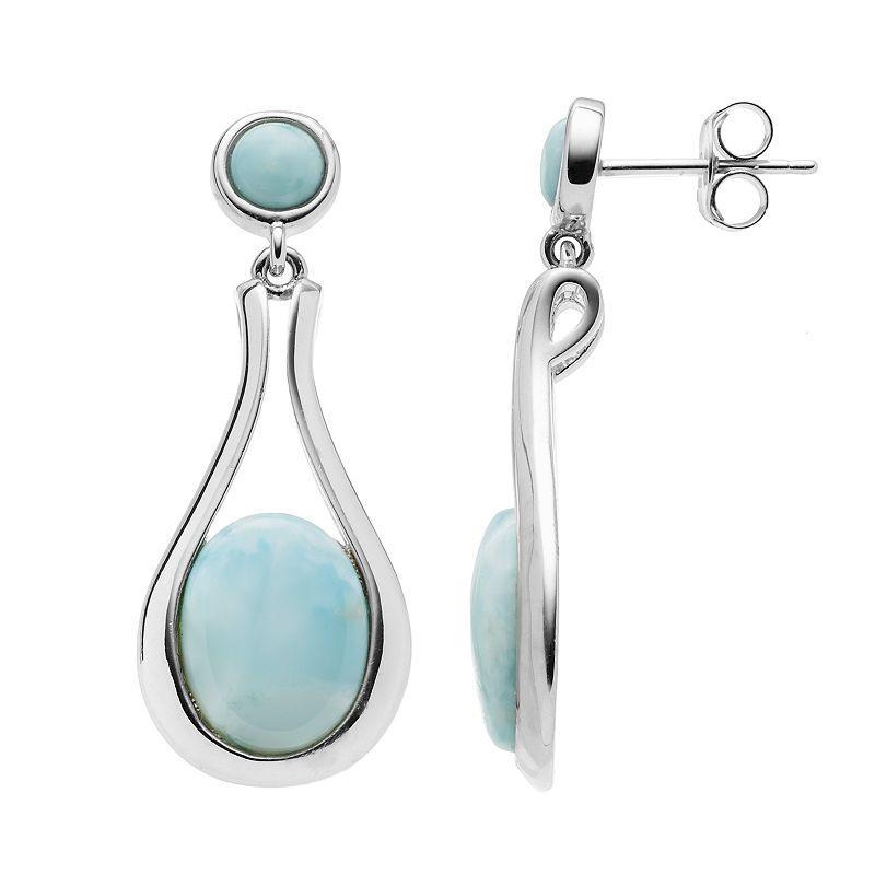 Sterling Silver Larimar Teardrop Earrings, Womens, Blue Product Image