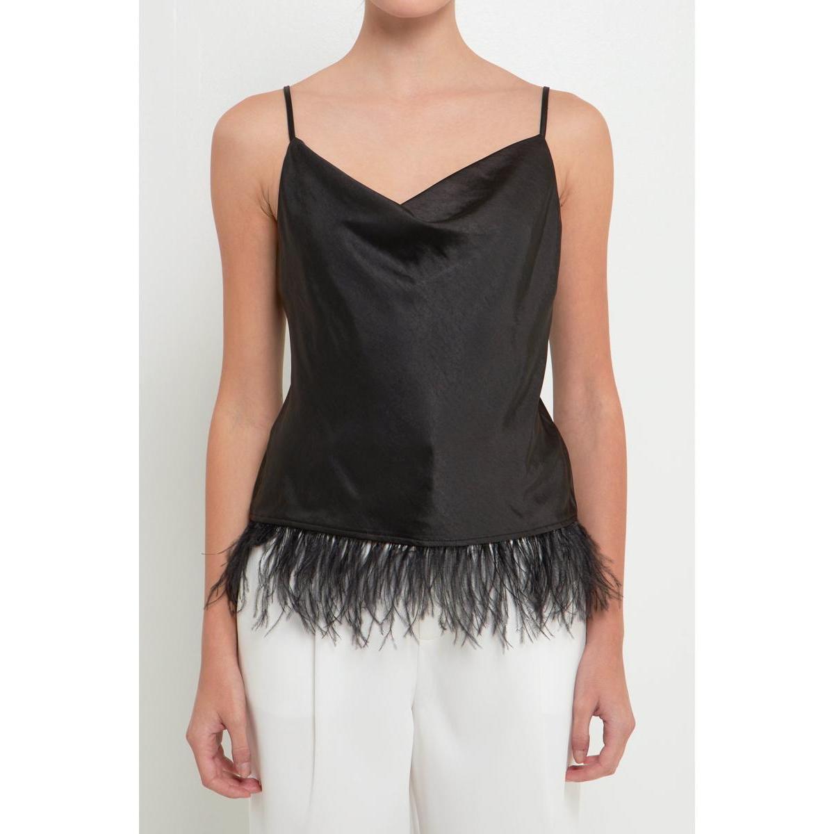 Endless Rose Feather Hem Satin Camisole Product Image