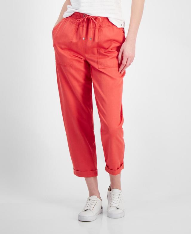 Tommy Hilfiger Womens High Rise Cuffed Twill Pants Product Image