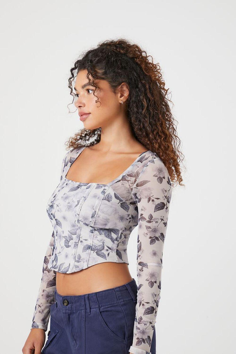 Mesh Floral Print Crop Top | Forever 21 Product Image