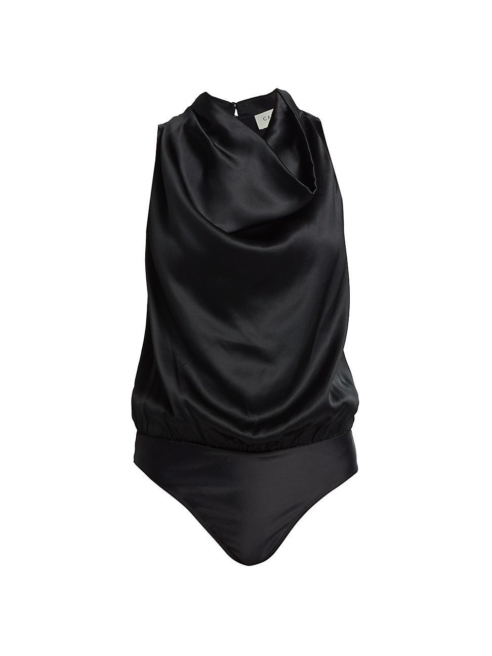 Womens Noreen Silk-Blend Drape Bodysuit Product Image