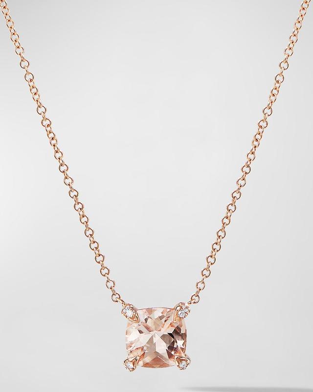 Womens Chtelaine Pendant Necklace with Diamonds in 18K Rose Gold with Morganite Product Image