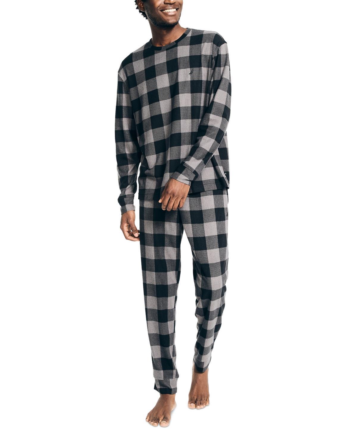 Nautica Waffle Buffalo Plaid Pajama Pants Set (Nautica ) Men's Pajama Sets Product Image