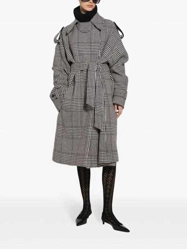 Check-pattern Coat In Grey Product Image