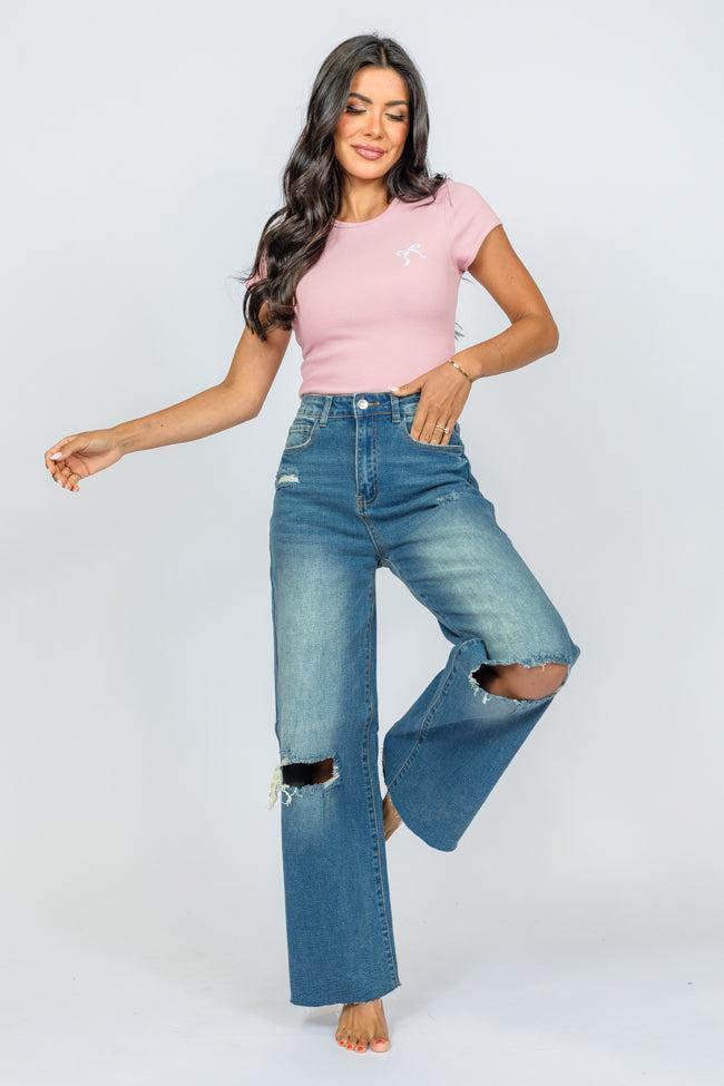 Kelsea Medium Wash Wide Leg Jeans Product Image