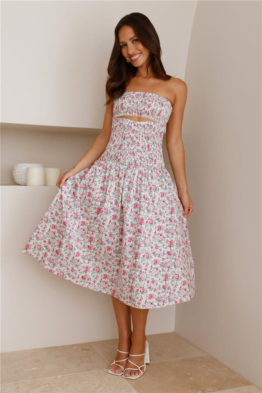 HELLO MOLLY Picking Blooms Midi Dress Pink Product Image