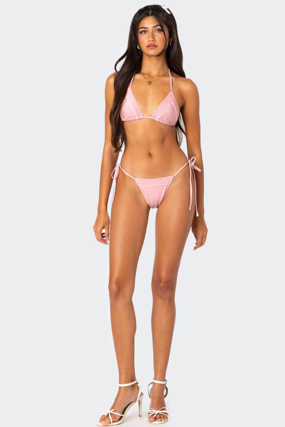 Contrast Polka Dot String Bikini Bottom Product Image