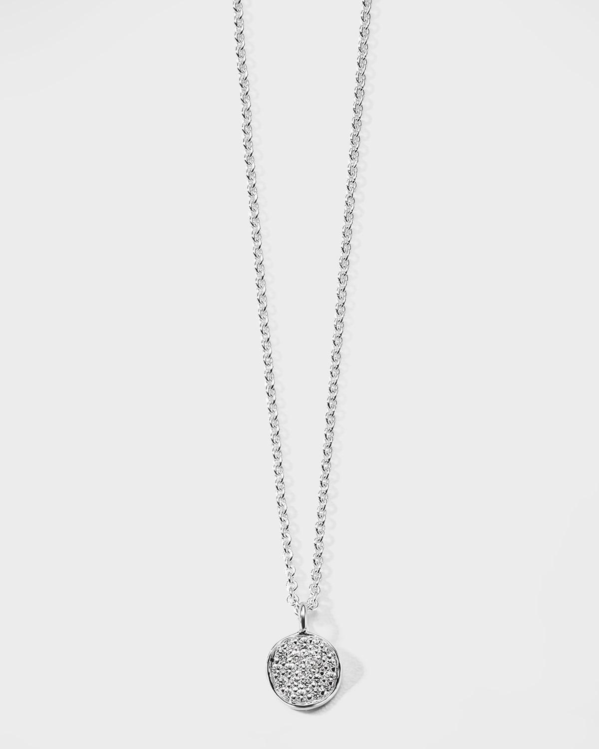 Womens Stardust Mini Flower Silver & Diamond Disc Pendant Necklace Product Image