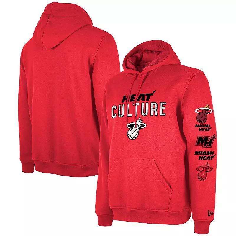 Mens New Era Red Distressed Miami Heat 2023/24 City Edition Big and Tall Pullover Hoodie Product Image