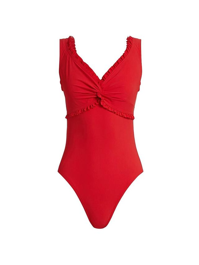 Womens Ruffle Twist One-Piece Swimsuit Product Image