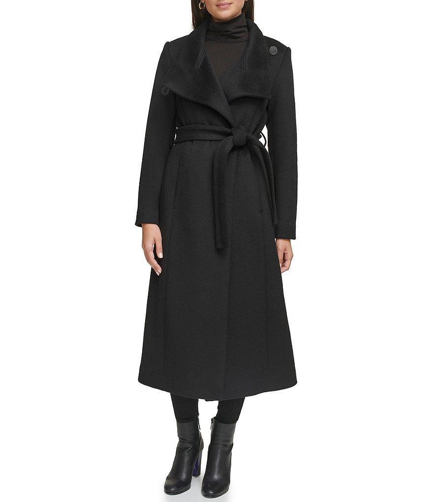 Kenneth Cole New York Wool Fencer Collar Long Sleeve Belted Maxi Coat Product Image