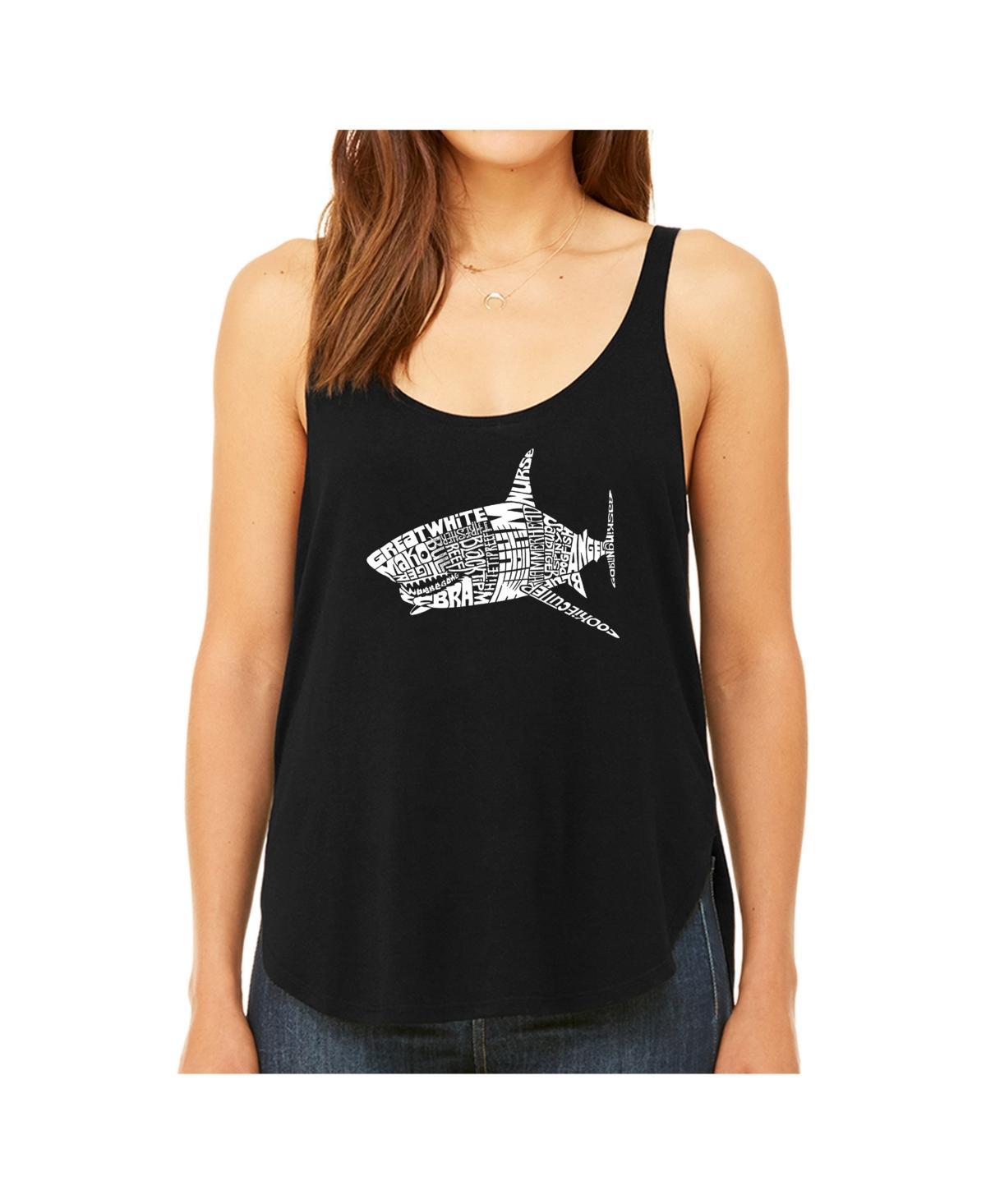 La Pop Art Womens Premium Word Art Flowy Tank Top- Species Of Shark Product Image