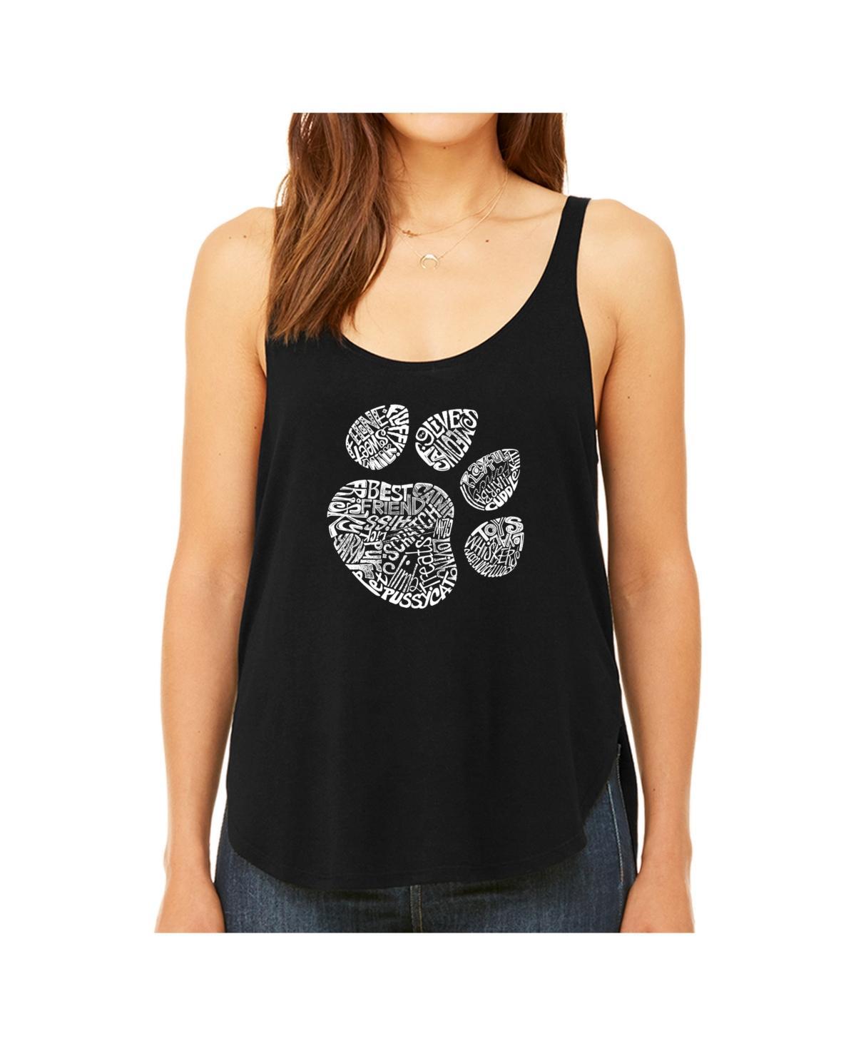 La Pop Art Womens Premium Word Art Flowy Tank Top- Cat Paw Product Image