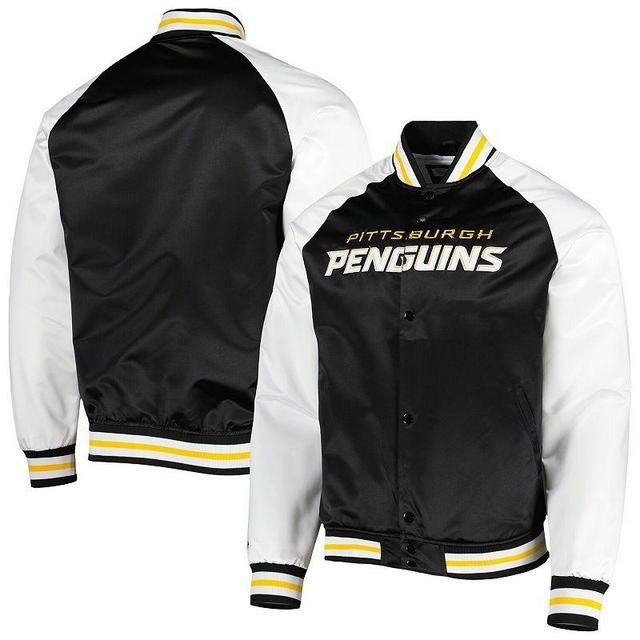 Mens Mitchell & Ness /White Pittsburgh Penguins Primetime Raglan Satin Full-Snap Jacket Product Image