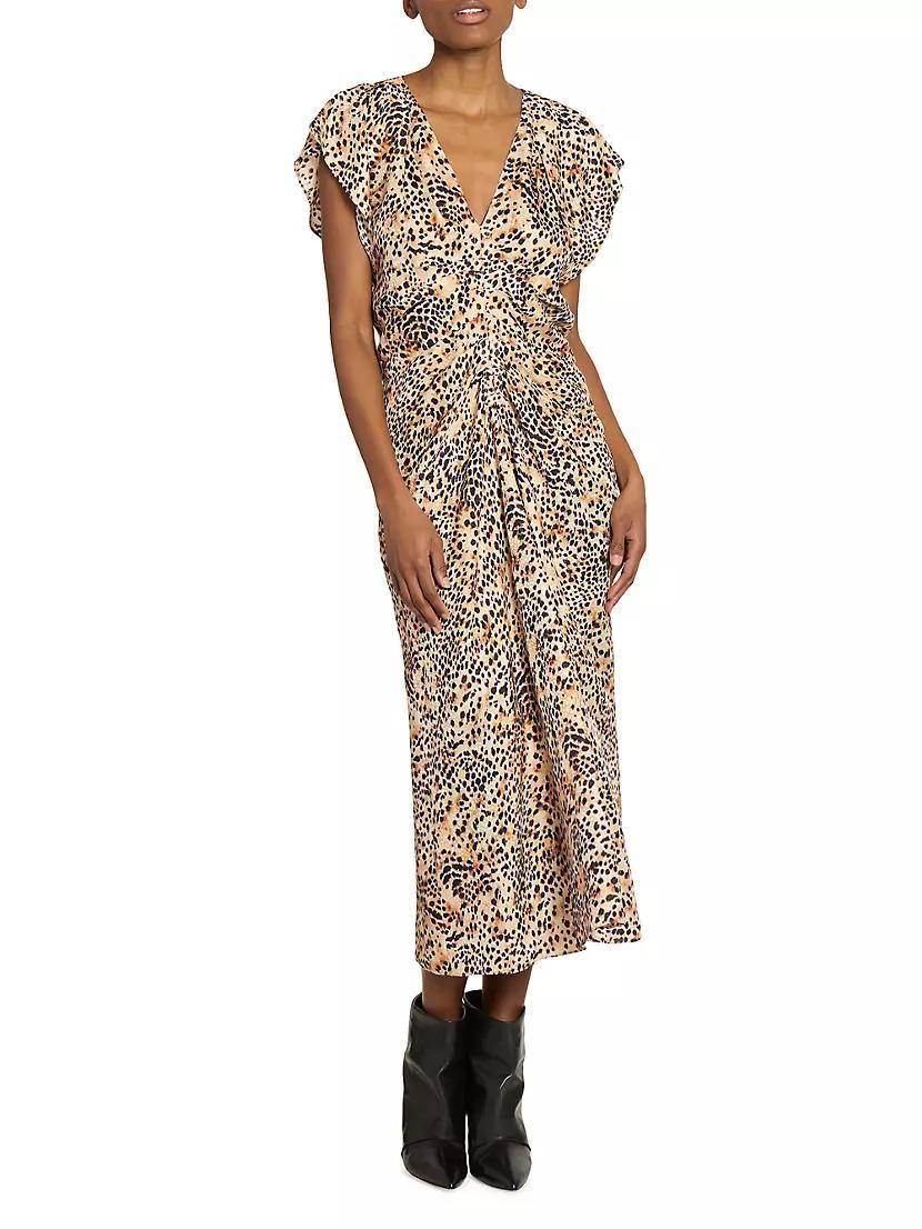 Lyndsay Animal-Print Ruched Midi-Dress Product Image