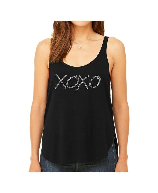 La Pop Art Womens Premium Word Art Flowy Tank Top- Xoxo Product Image