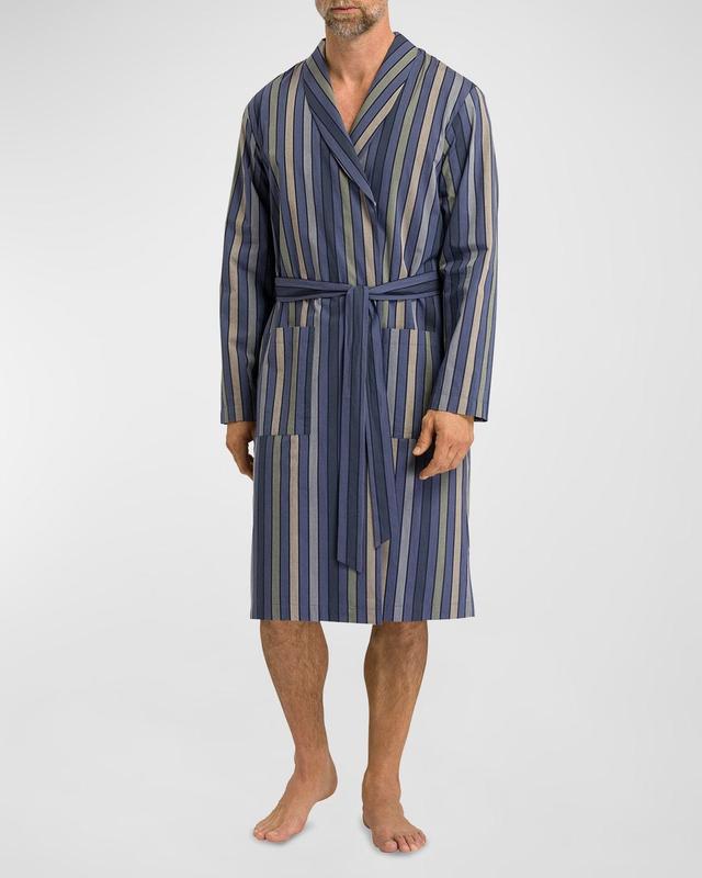 Mens Night Striped Cotton Robe Product Image