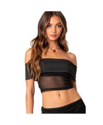 Womens Hadley Fold Over Mesh Tube Top Product Image