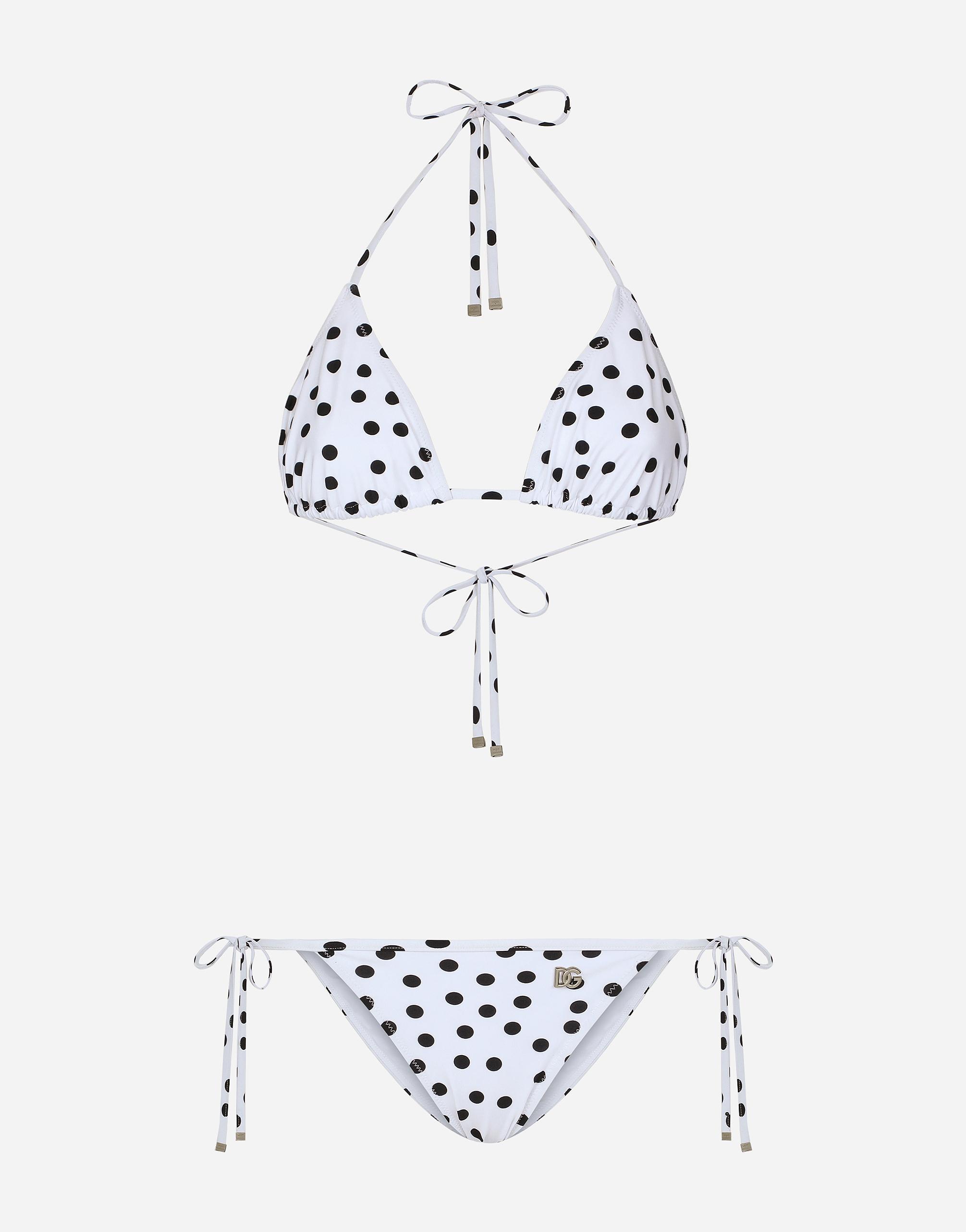 DOLCE & GABBANA Polka Dot-print Triangle-cup Bikini Set In White Product Image