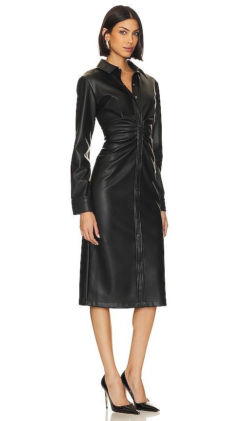 Steve Madden McClain Long Sleeve Faux Leather Midi Shirtdress Product Image