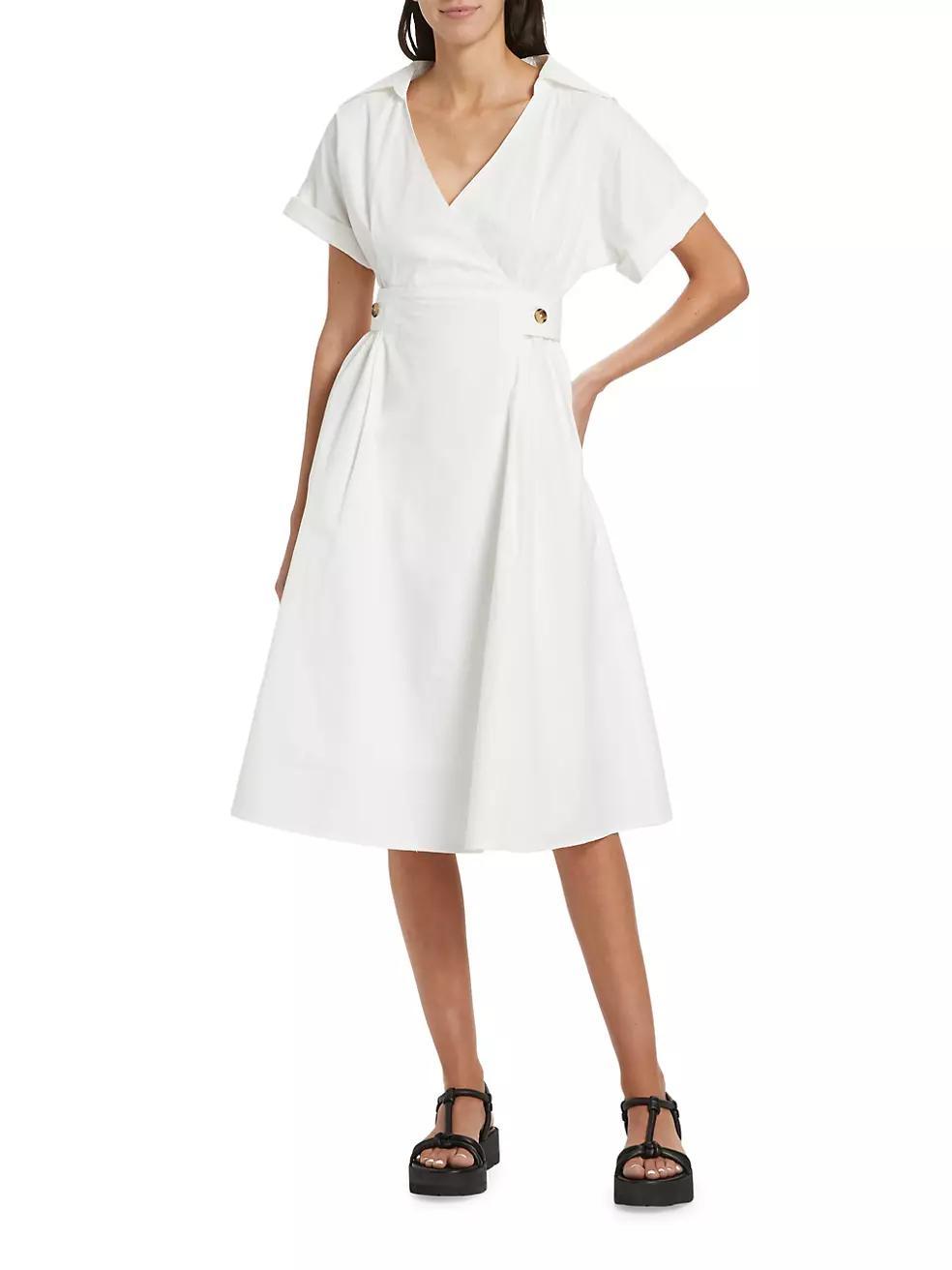 Lorena Cotton V-Neck Midi-Dress Product Image