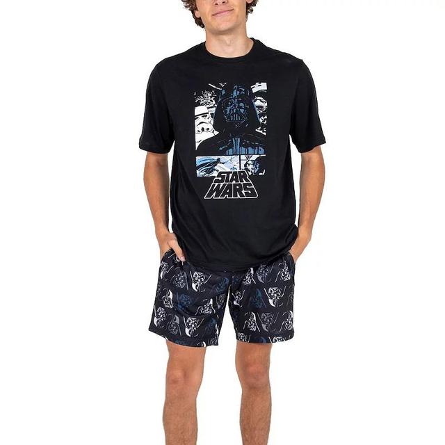 Mens Black Star Wars Darth Vader T-Shirt & Shorts Sleep Set Product Image