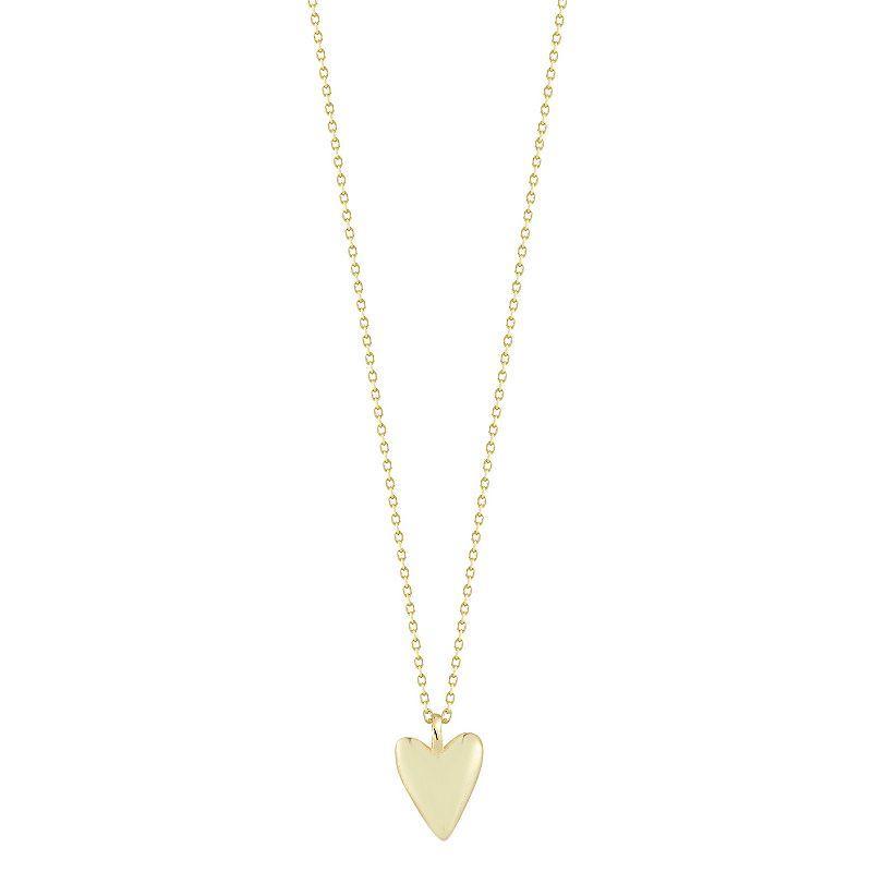 Sunkissed Sterling Dainty Puffed Heart Pendant Necklace, Womens Gold Tone Product Image