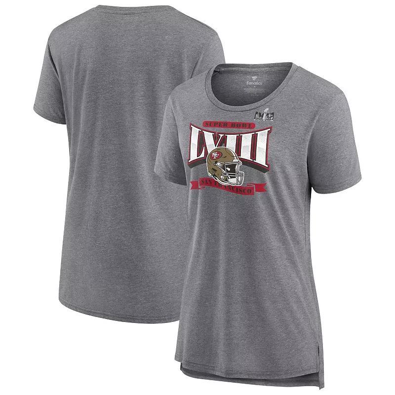 Womens Fanatics Branded Heather Gray San Francisco 49ers Super Bowl LVIII Our Pastime Tri-Blend Scoop Neck T-Shirt Product Image