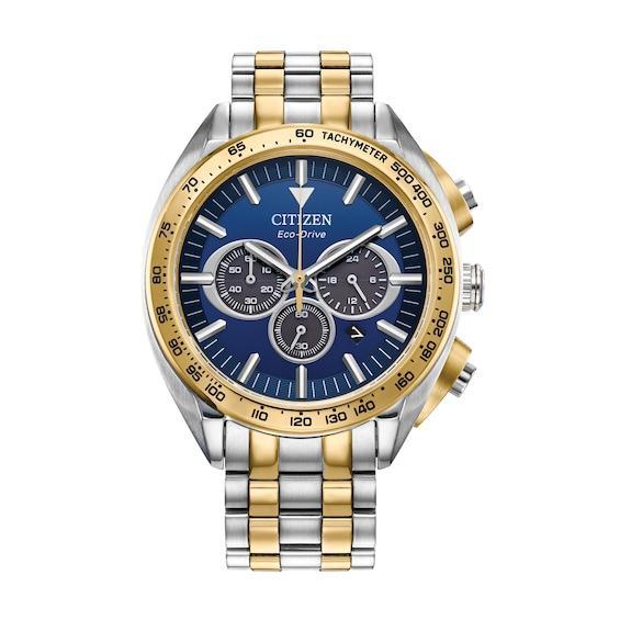 Citizen Eco-Drive Mens Chronograph Sport Luxury Two-Tone Stainless Steel Bracelet Watch 43mm Product Image