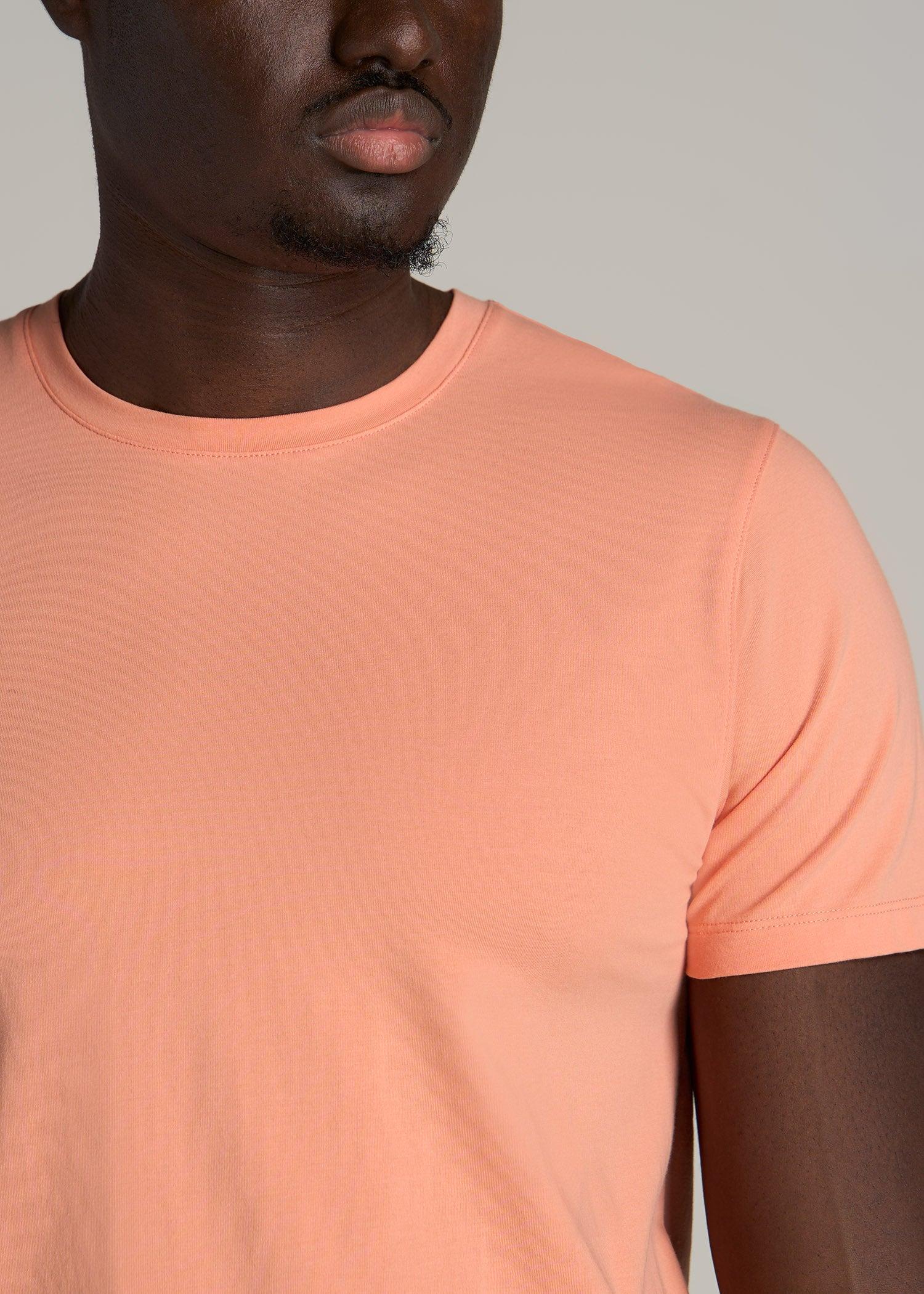 Stretch Cotton MODERN-FIT T-Shirt for Tall Men in Apricot Crush Product Image