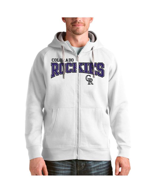 Antigua Mens White Colorado Rockies Team Logo Victory Full-Zip Hoodie Product Image