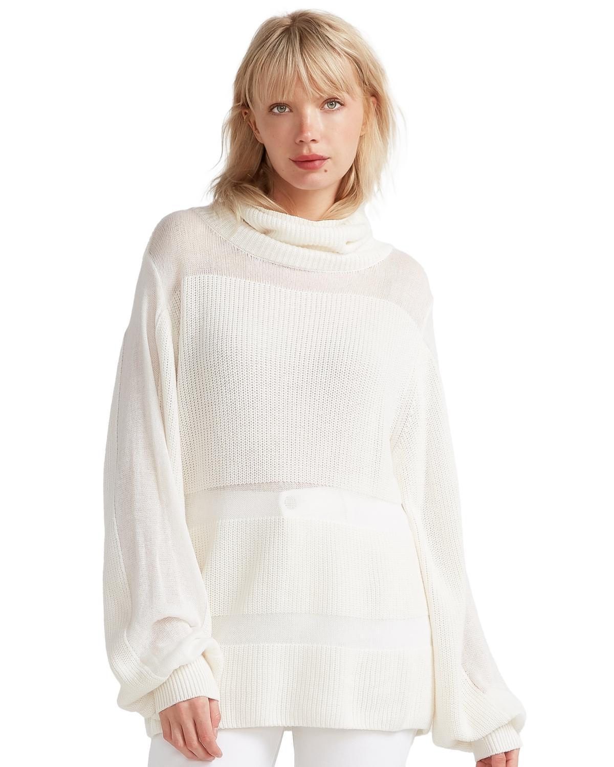 Belle & Bloom Womens Women Nevermind Sheer Panelled Knit Sweater Product Image