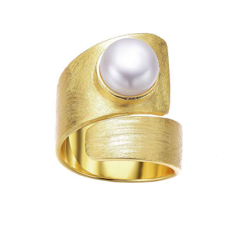 14k Gold Over Sterling Silver Freshwater Cultured Pearl Adjustable Ring, Womens, Yellow Product Image