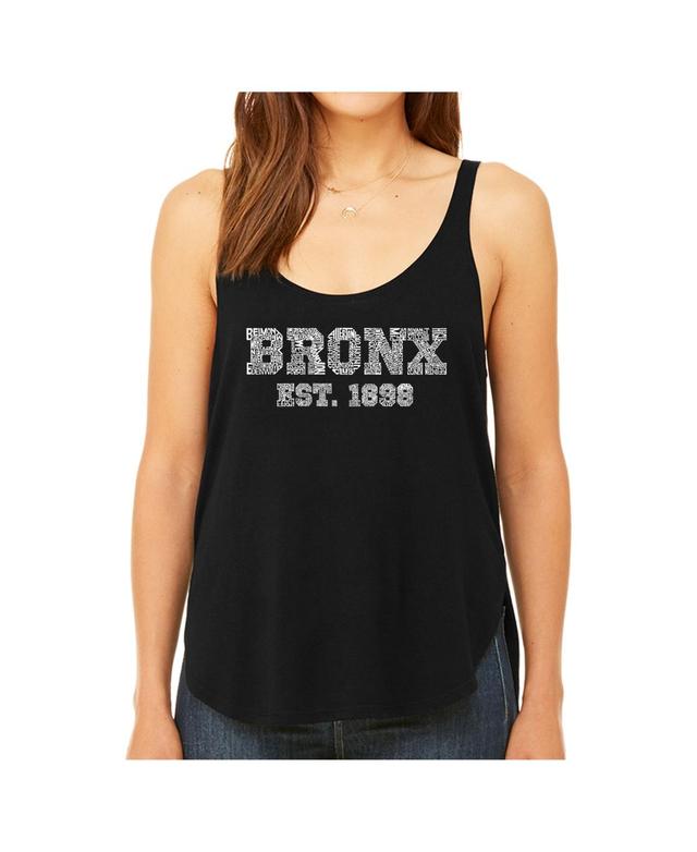 La Pop Art Womens Premium Word Art Flowy Tank Top- Popular Neighborhoods In Bronx, Ny Product Image