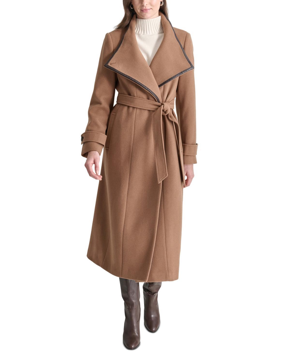 Dkny Womens Belted Wing-Collar Maxi Coat Product Image