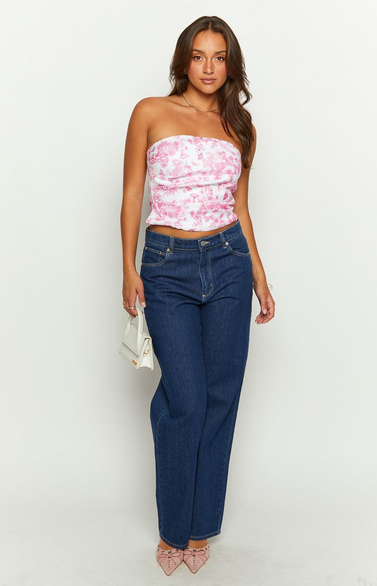 Brooklyn Pink Printed Strapless Top Product Image