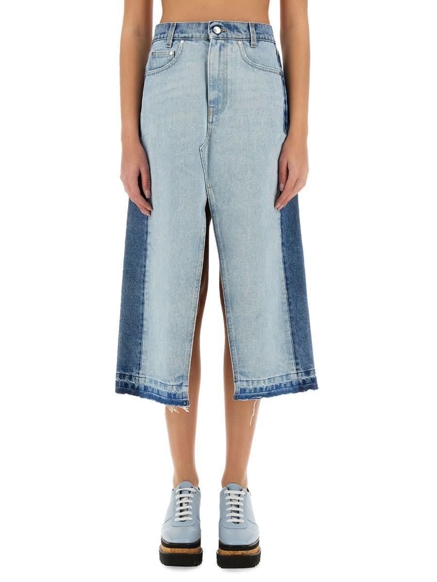 STELLA MCCARTNEY Denim Skirt With Contrasting Panel Product Image