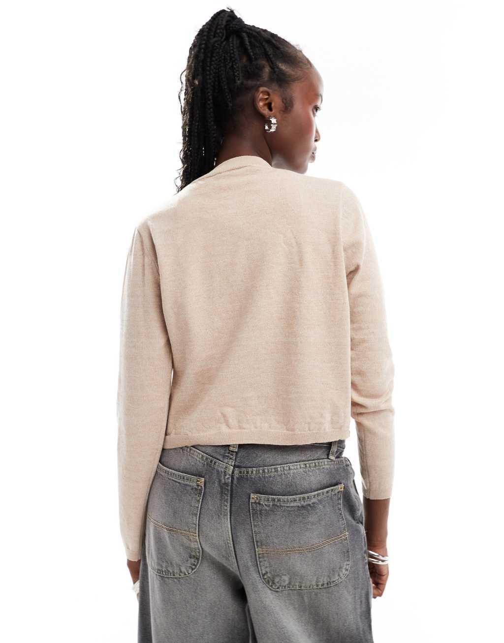 Daisy Street soft touch knit cardigan in cream heather Product Image