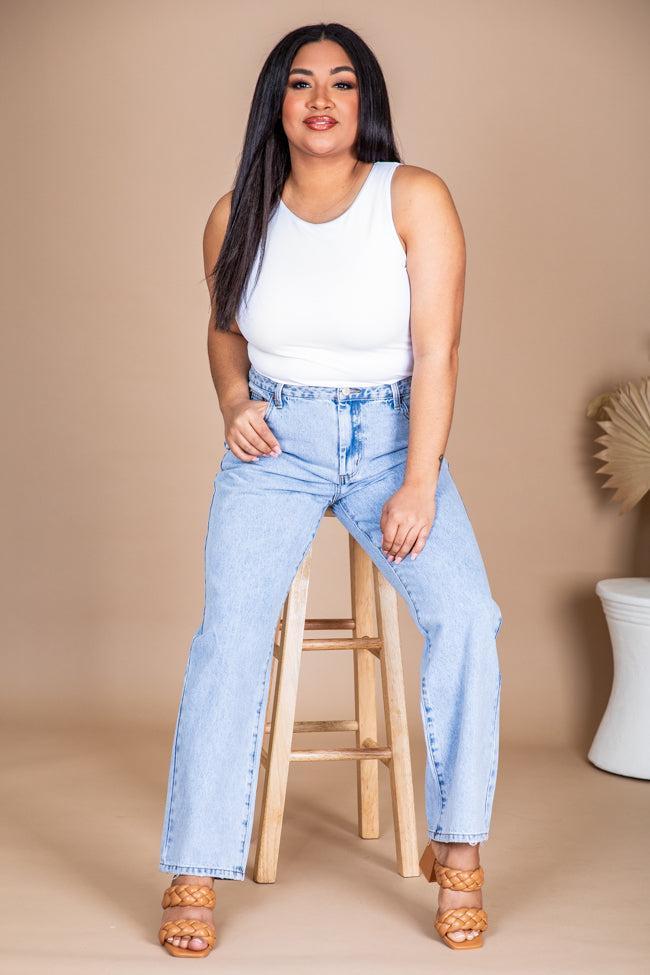 Megan Light Wash Straight Leg Mom Jeans Product Image