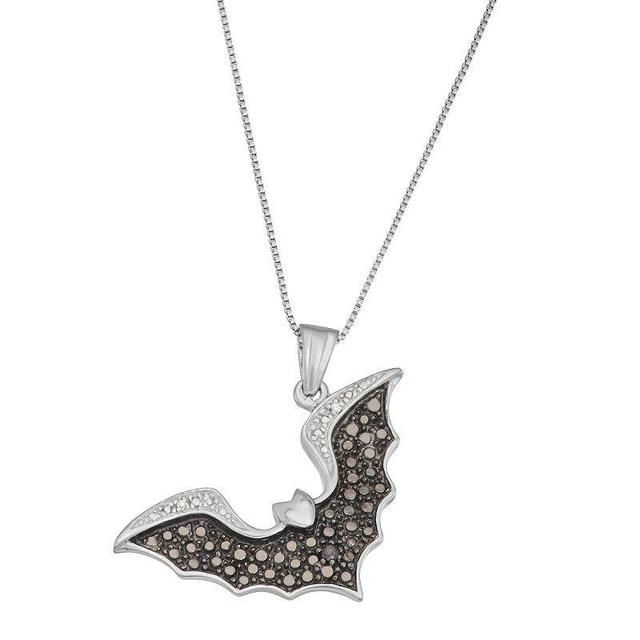 Jewelexcess Sterling Silver Black & White Diamond Accent Bat Pendant Necklace, Womens Product Image